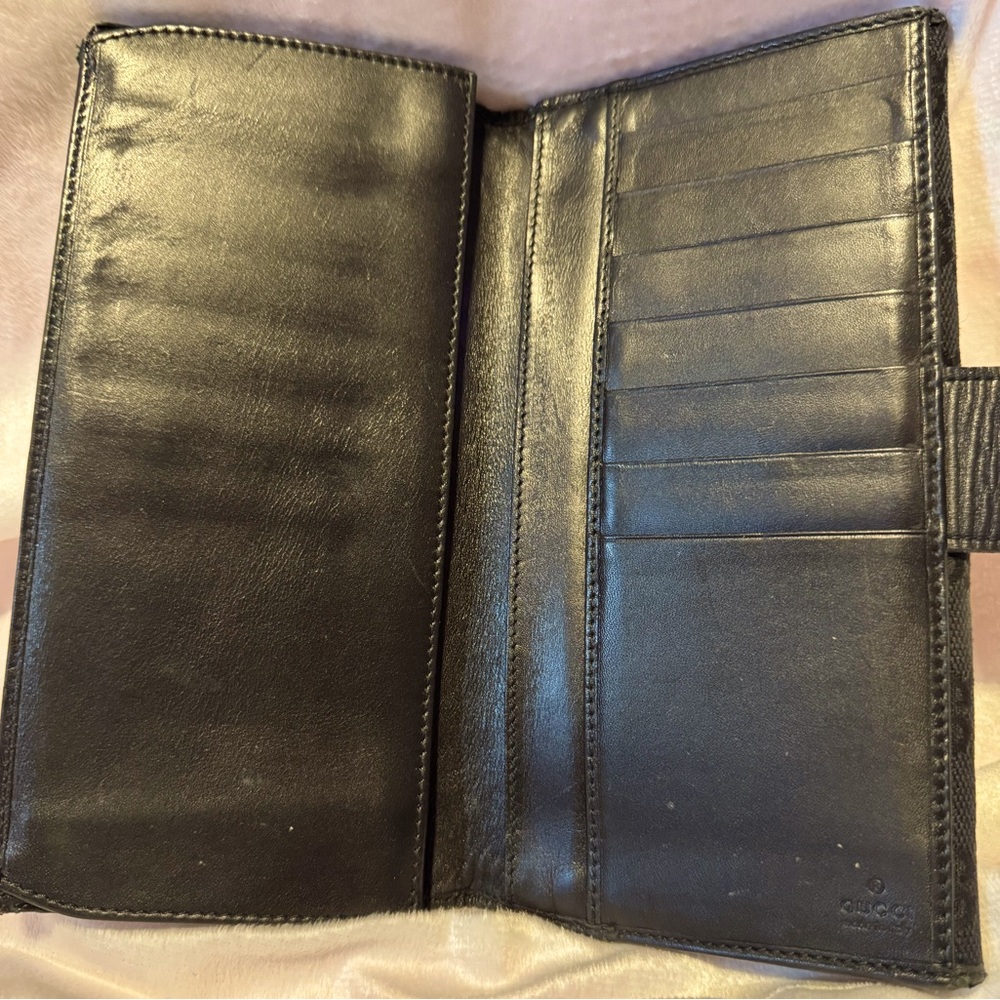 Gucci Black GG Monogram Canvas Continental Wallet-WITH COA - Picture 7 of 11